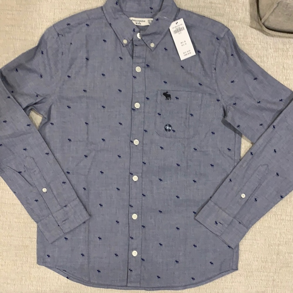 Abercrombie Kids Blue Long-Sleeve 13/14 Button-Up